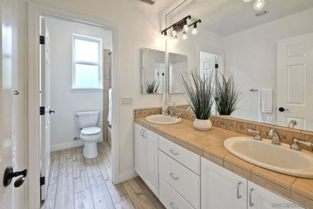 a bathroom with a sink toilet and vanity