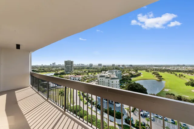 a view of city from a balcony