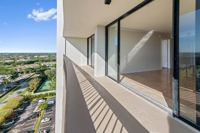 a view of city from a balcony