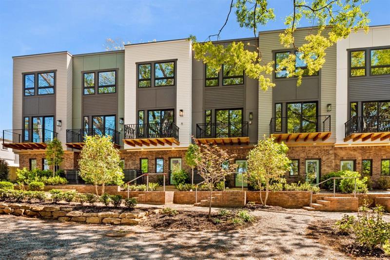 a front view of a building with street view