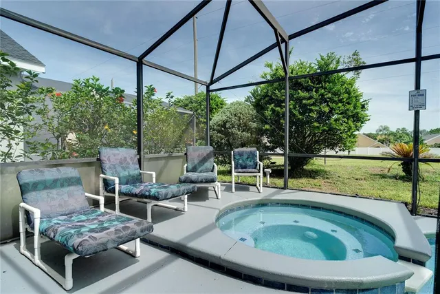 a view of yard with a swimming pool