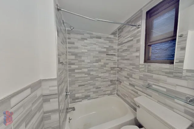 a bathroom with a bathtub