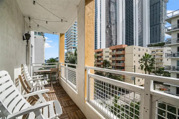 a view of balcony with city view