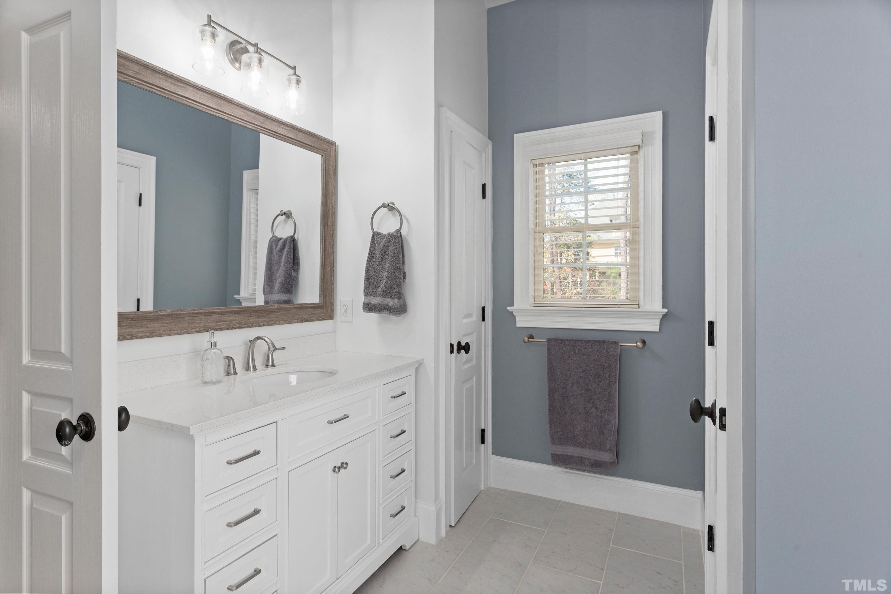 4324 Summer Brook Drive Apex, NC 27539 - Photo 26 of 70 a bathroom with double vanity sink and a mirror