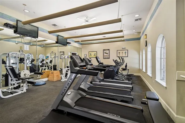 a view of a room with gym equipment