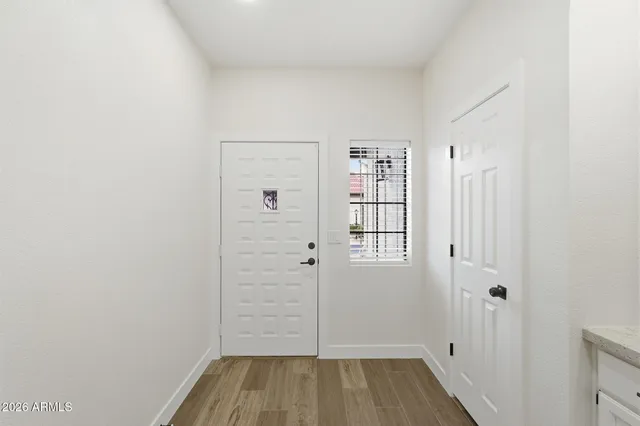 an empty room with closet
