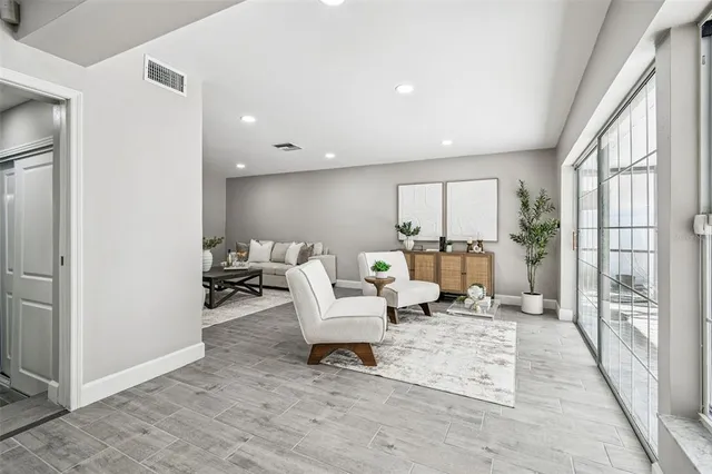 a living room with furniture