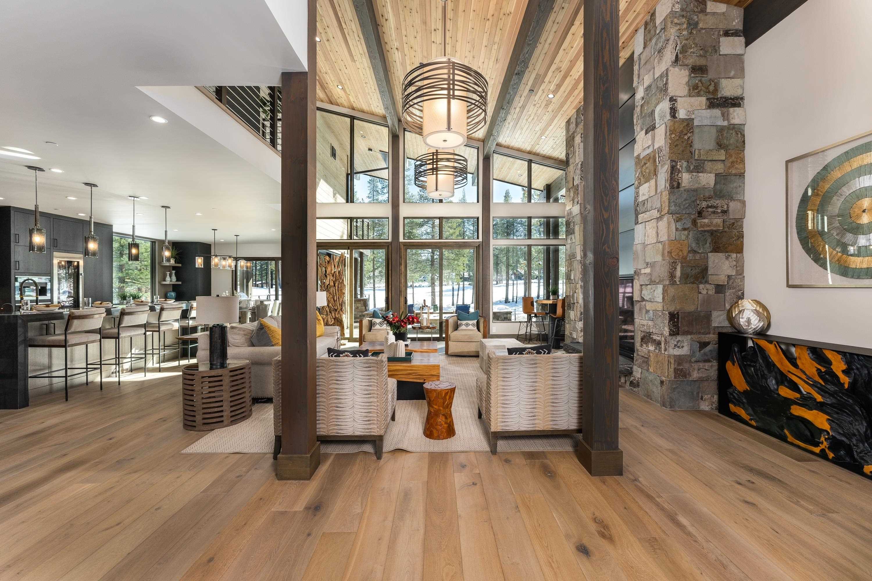 13150 Snowshoe Thompson Circle Truckee, CA 96161 - Photo 2 of 21 a living room with fireplace furniture and a wooden floor