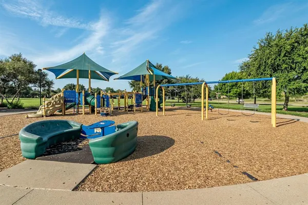 a view of a park with slide