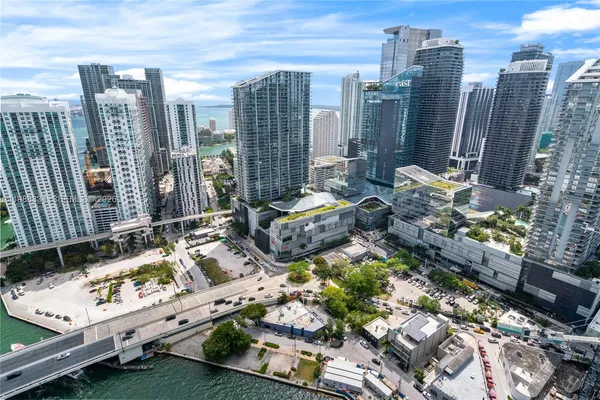 a view of a city with tall buildings