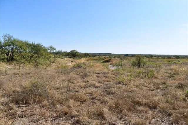 a view of a field with an ocean view