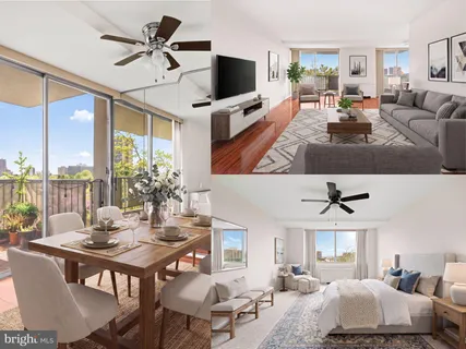 a living room with furniture a flat screen tv and a large window