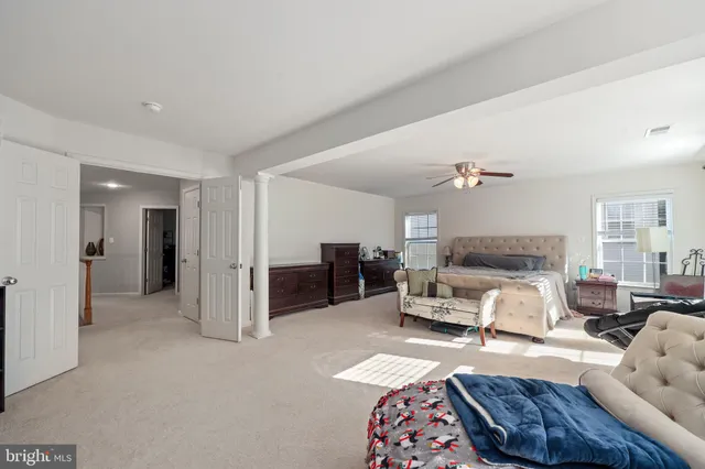a view of a hallway with workspace