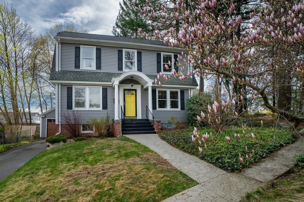 a front view of a house with garden