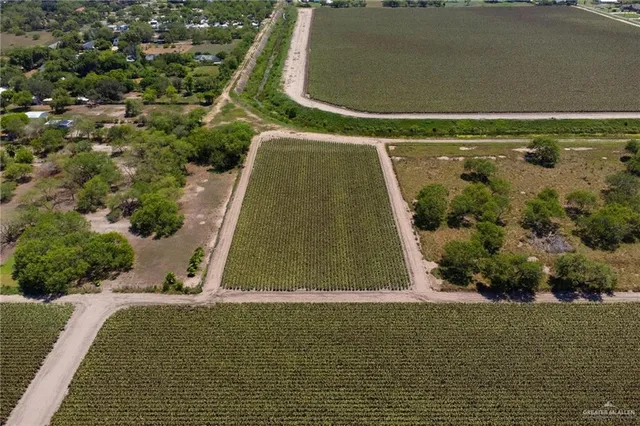 an aerial view of a pool