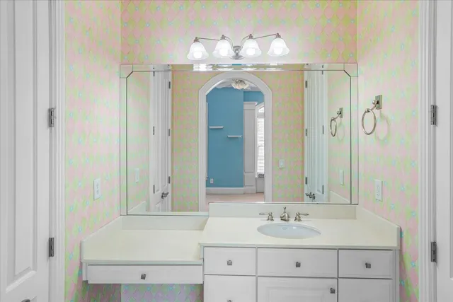 a view of a big room with a hallway