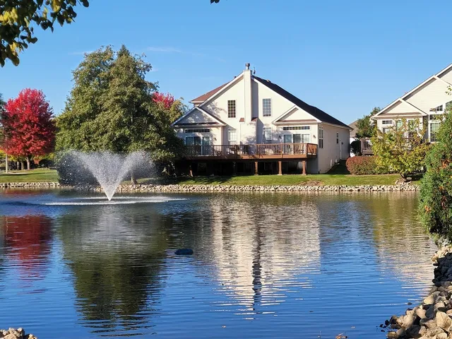 a view of a lake with houses