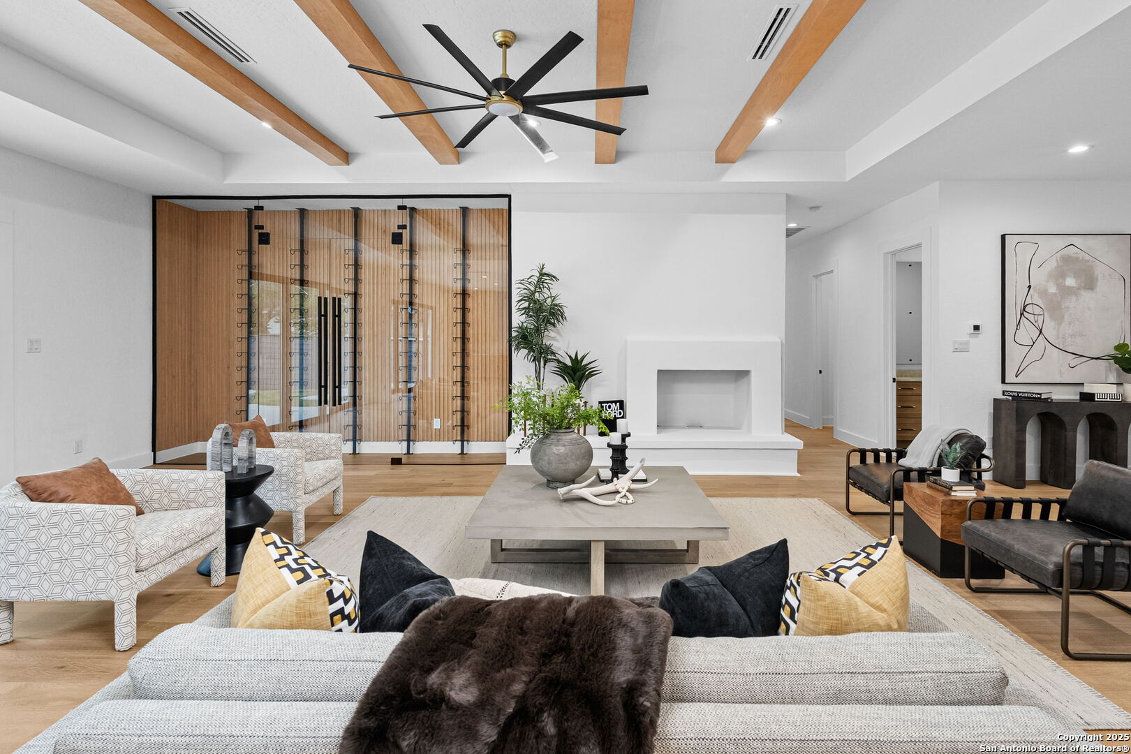 718 Ridgemont Avenue Terrell Hills, TX 78209 - Photo 9 of 39 a living room with furniture a fireplace and a large window