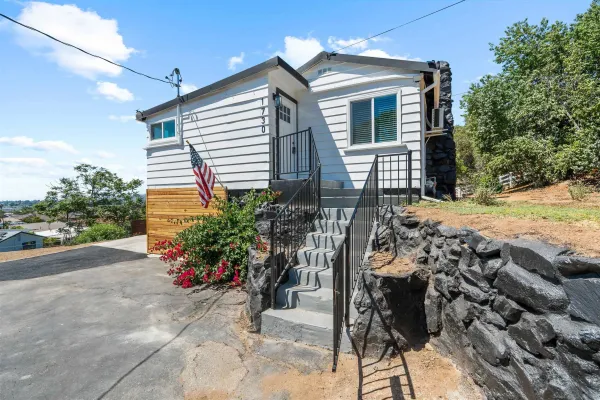 a view of a house with a patio