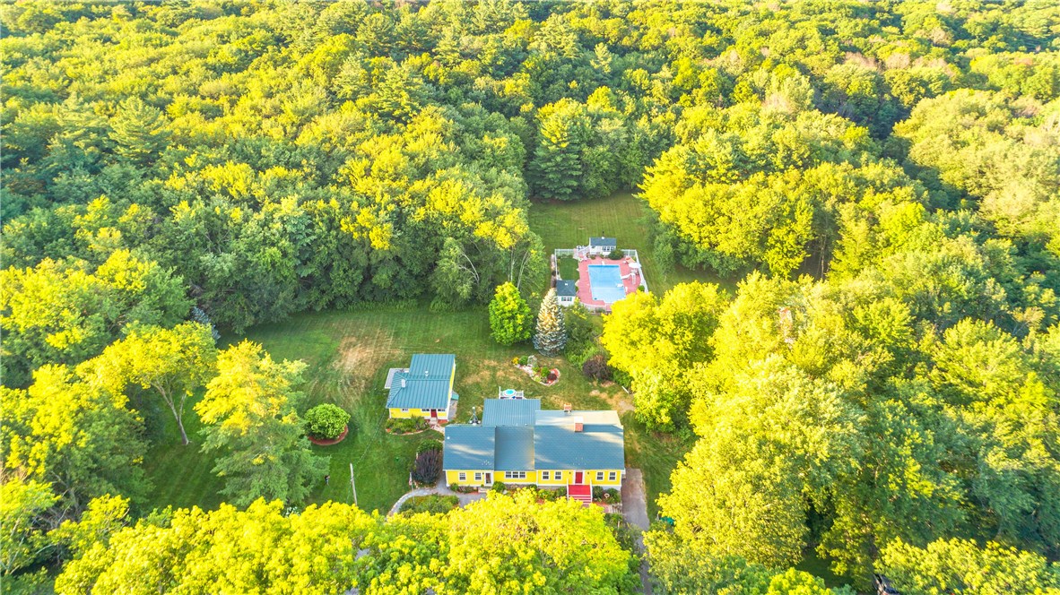 422 Waterman Hill Road Coventry, RI 02827 - Photo 2 of 39 Aerial view of the home, cottage and beautiful pool area