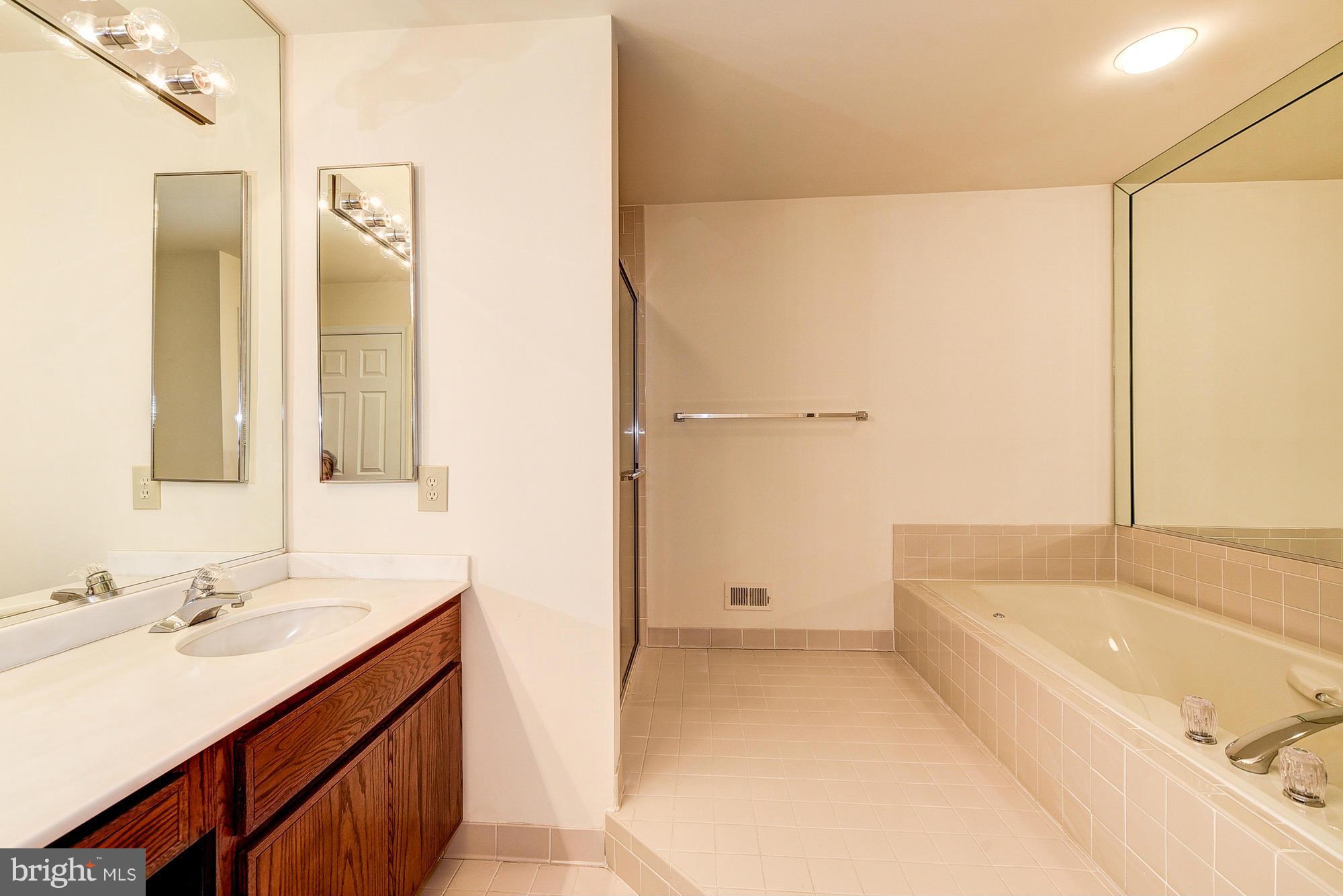 8023 Rising Ridge Road Bethesda, MD 20817 - Photo 17 of 30 a bathroom with a tub sink and mirror