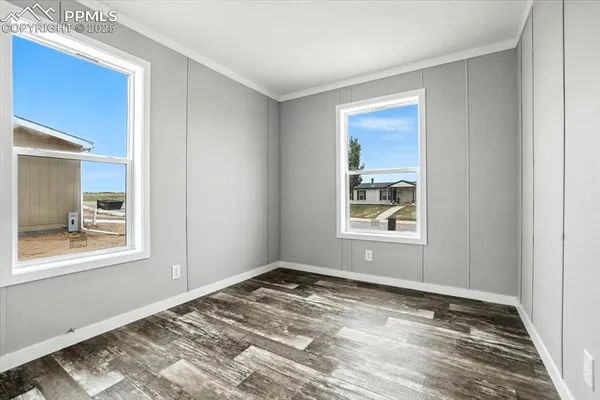 a view of a room with a window