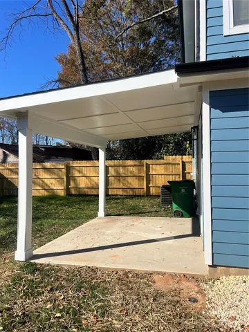 a view of outdoor space and a garage