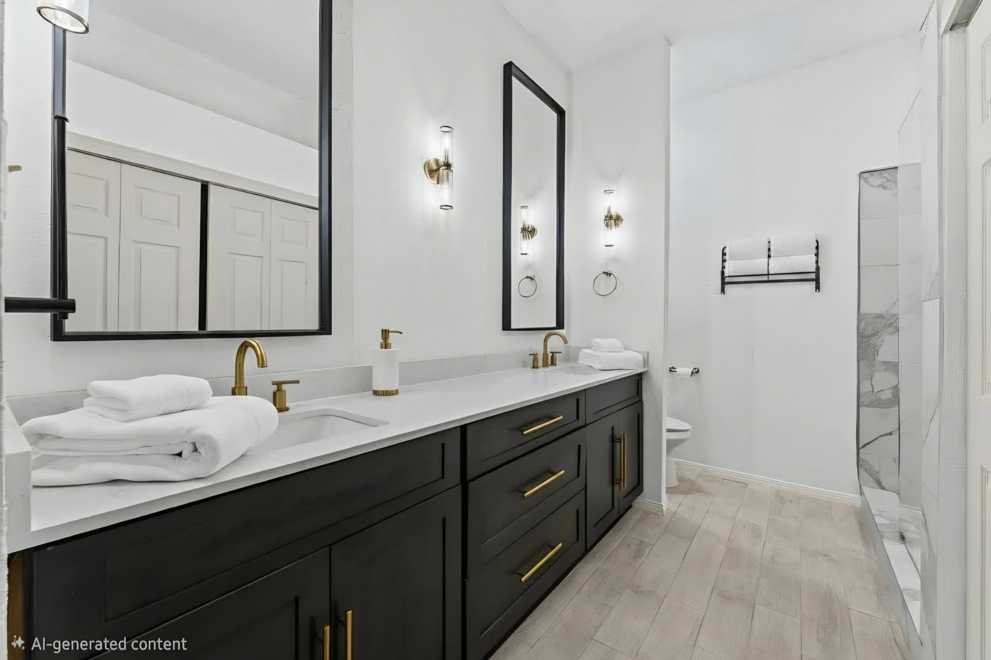 7810 Poitiers Drive Houston, TX 77071 - Photo 14 of 29 The primary bathroom provides an expanded shower, spacious counterspace, tall vertical mirrors, new hardware, lighting, flooring, paint and awaits its new owner!