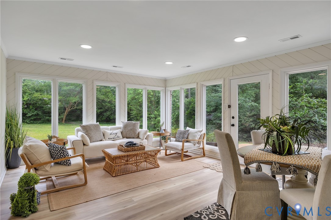 7709 Yolanda Road Henrico, VA 23229 - Photo 18 of 26 Sunroom featuring ornamental molding, wood finishe