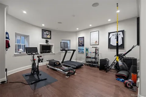 a view of a room with gym equipment