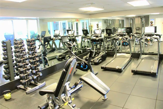 a view of a room with gym equipment
