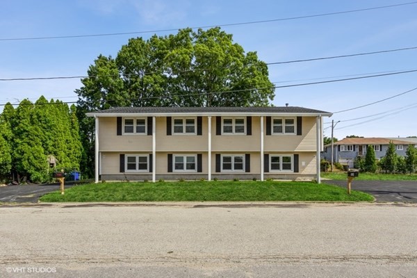 front view of residential houses with street