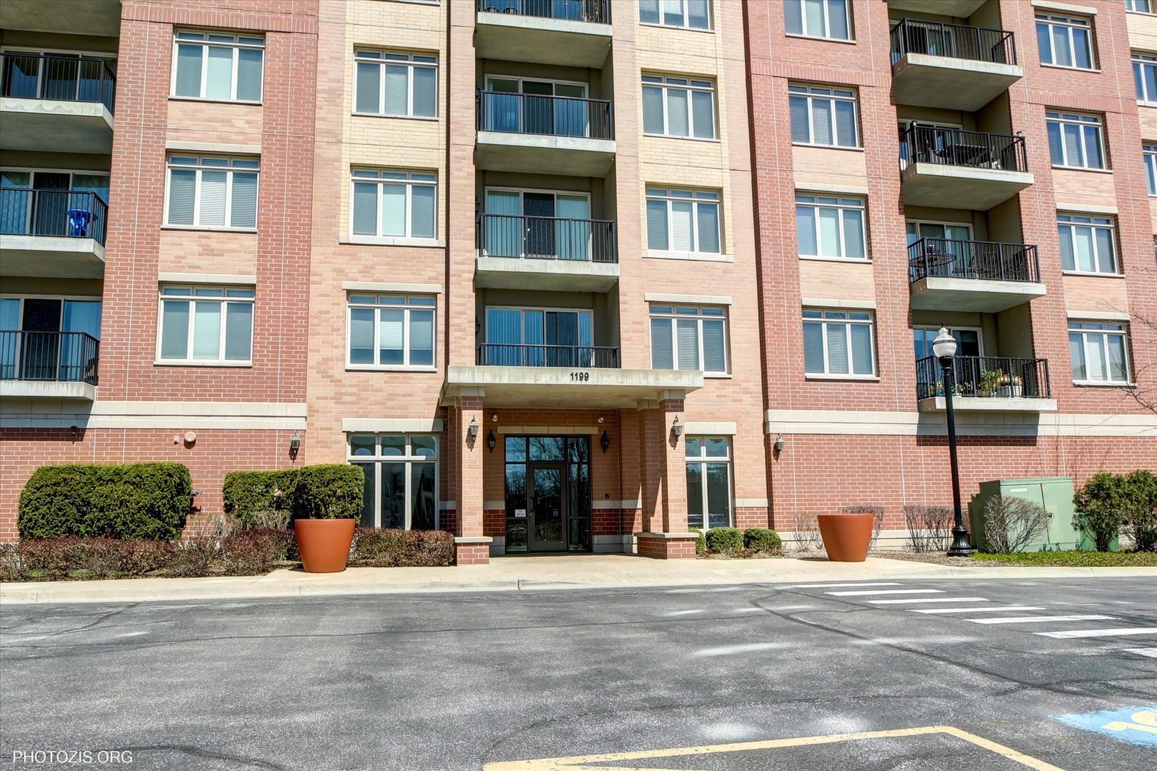 a front view of a building