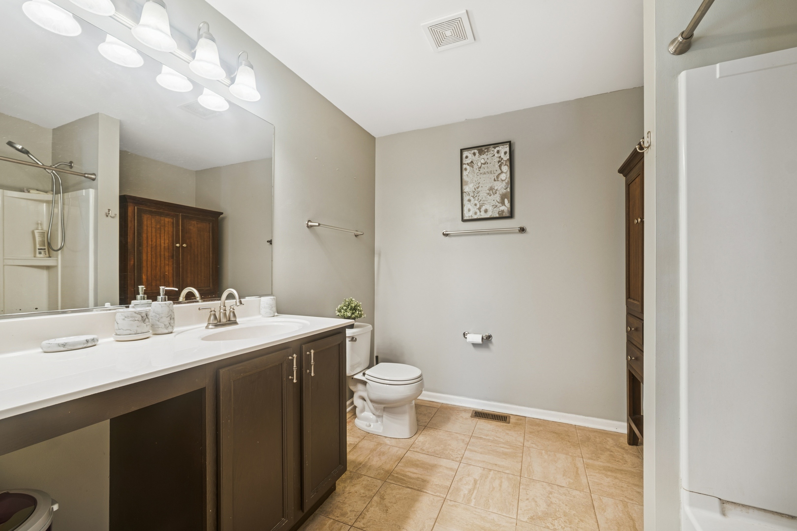 560 Canterbury Lane Pingree Grove, IL 60140 - Photo 9 of 15 a bathroom with a double vanity sink toilet and a mirror