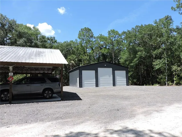 a view of backyard of house