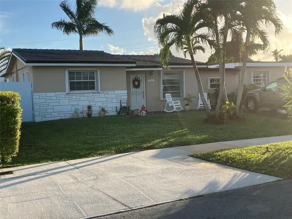 front view of a house with a garden