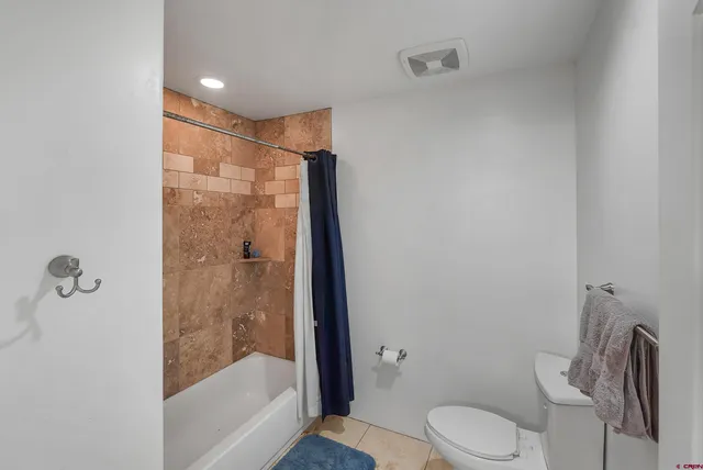 a bathroom with a shower a toilet and a bathtub