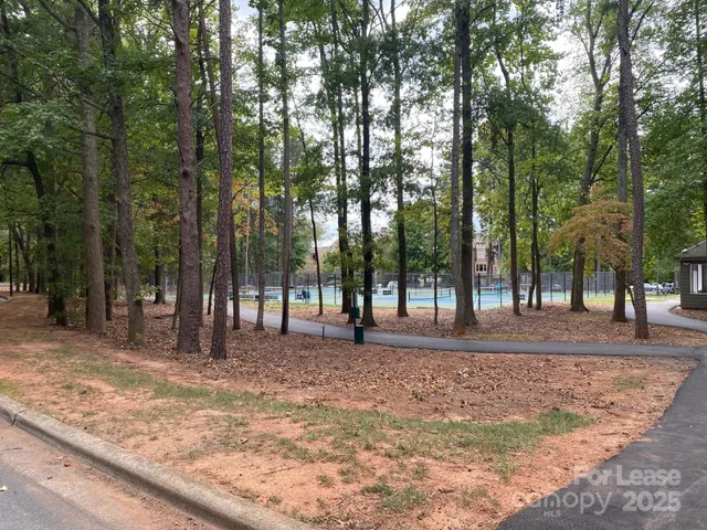 a backyard of a house with trees