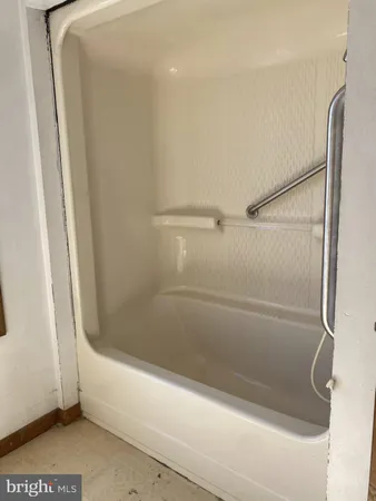 a bathroom with a bathtub