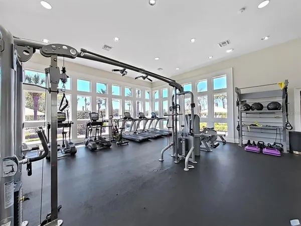 a view of a room with gym equipment