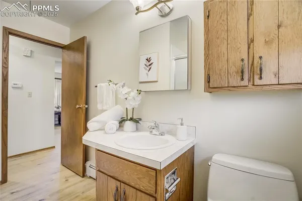 a bathroom with a sink toilet and vanity