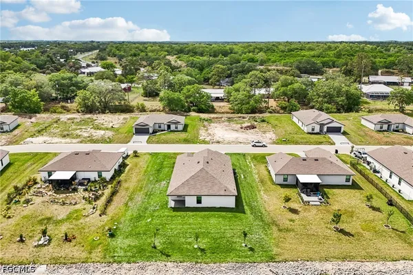 an aerial view of a house