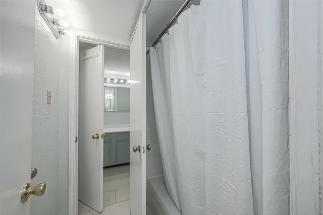 a bathroom with a mirror