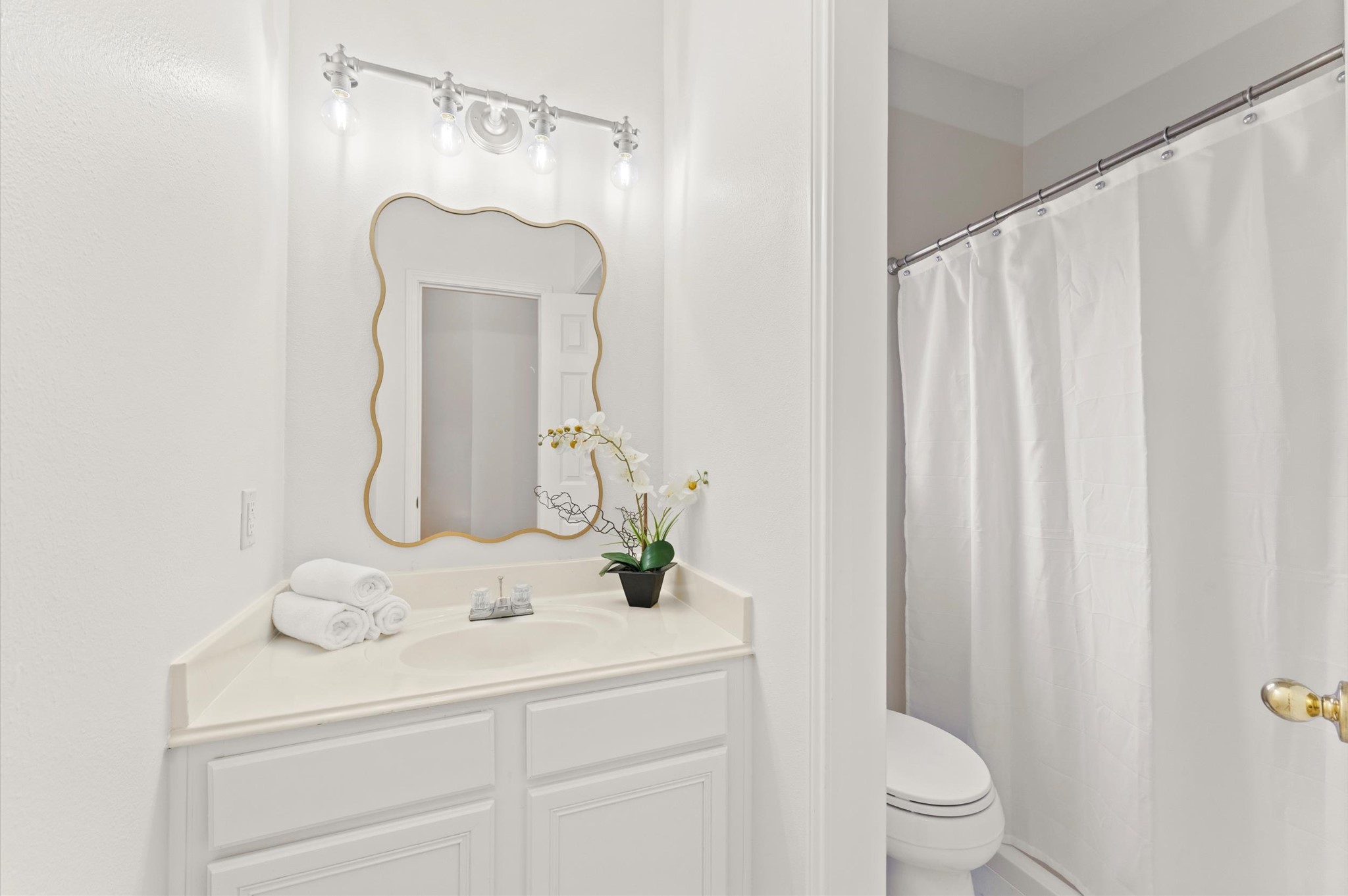 23834 Spring Dane Drive Spring, TX 77373 - Photo 12 of 19 a bathroom with a sink a toilet and shower curtain