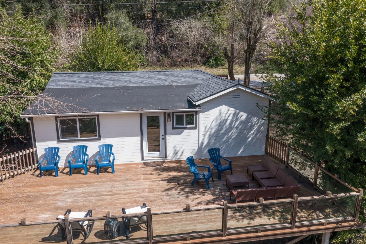 7475 East Zayante Road Felton, CA 95018 - Photo 32 of 52 a front view of house with yard outdoor seating and barbeque oven