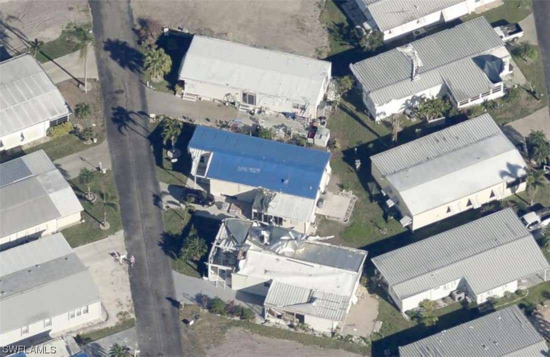an aerial view of waterside residential houses