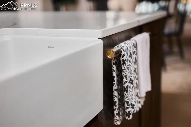 a close up of a shower curtain