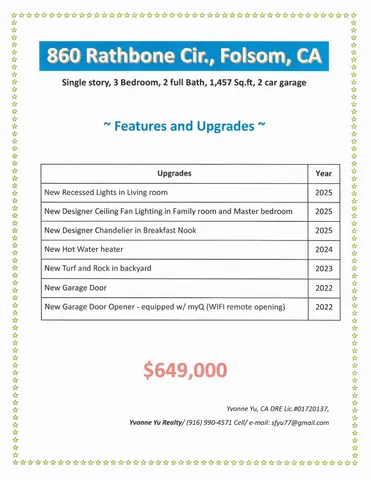 $660,000 | 860 Rathbone Circle, Folsom, CA 95630