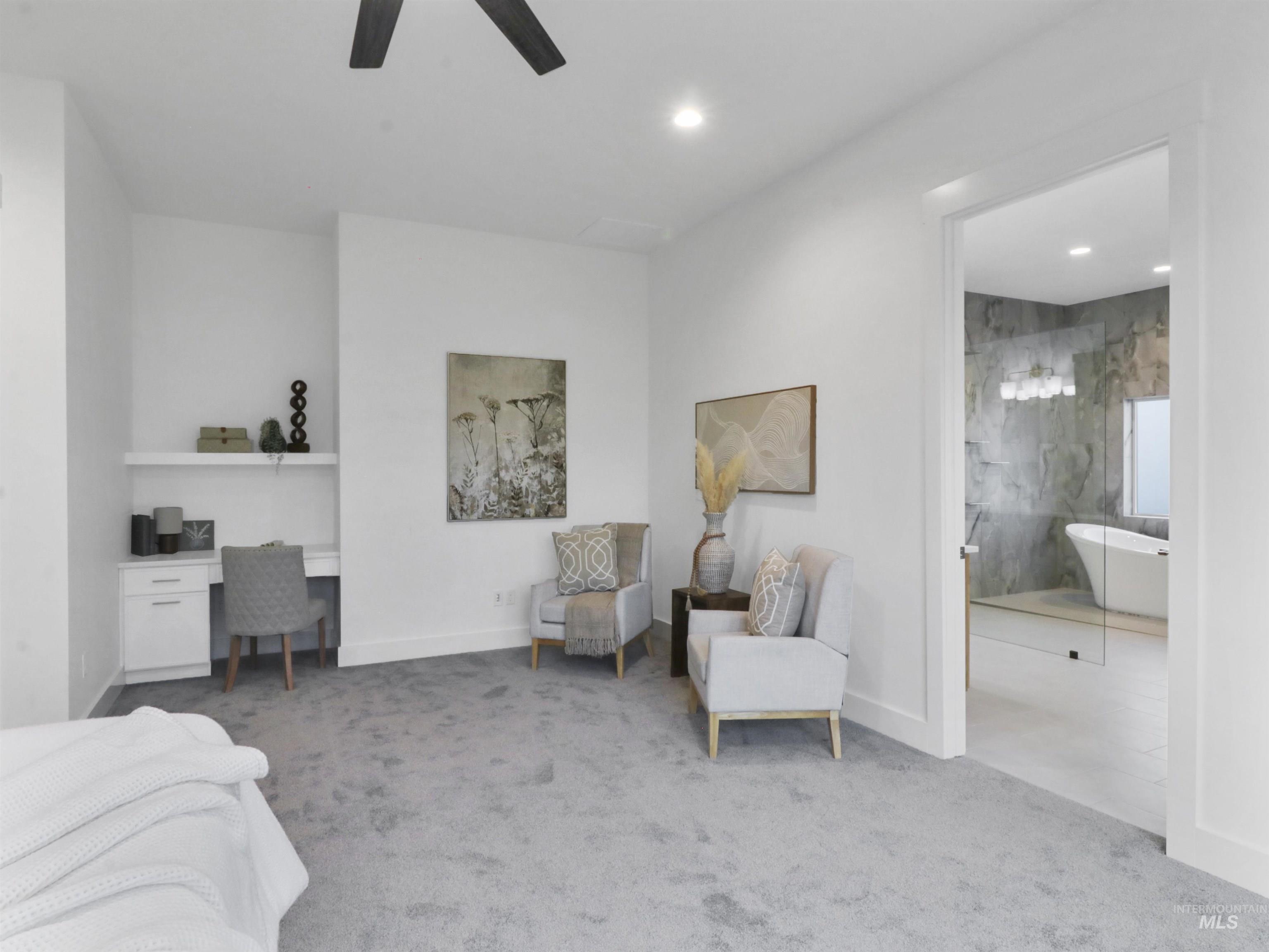 8991 Edna Lane Middleton, ID 83644 - Photo 16 of 50 Carpeted bedroom featuring built in study area, a ceiling fan, and recessed lighting