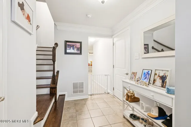 a view of a hallway with workspace and toys